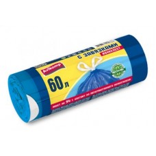 60л AV Пакеты для мусора с завязками Уник технолог #ВНАХЛЕСТ, ПСД 60л, 10шт рулон overlap голубой